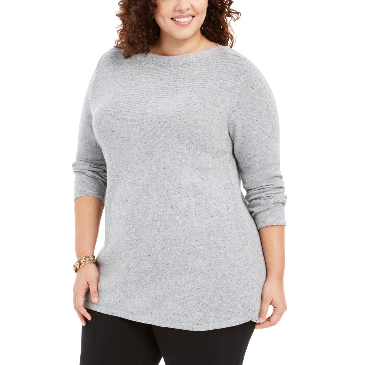 Karen Scott Plus Size Tunic Sweater (3X) Smoke Gray