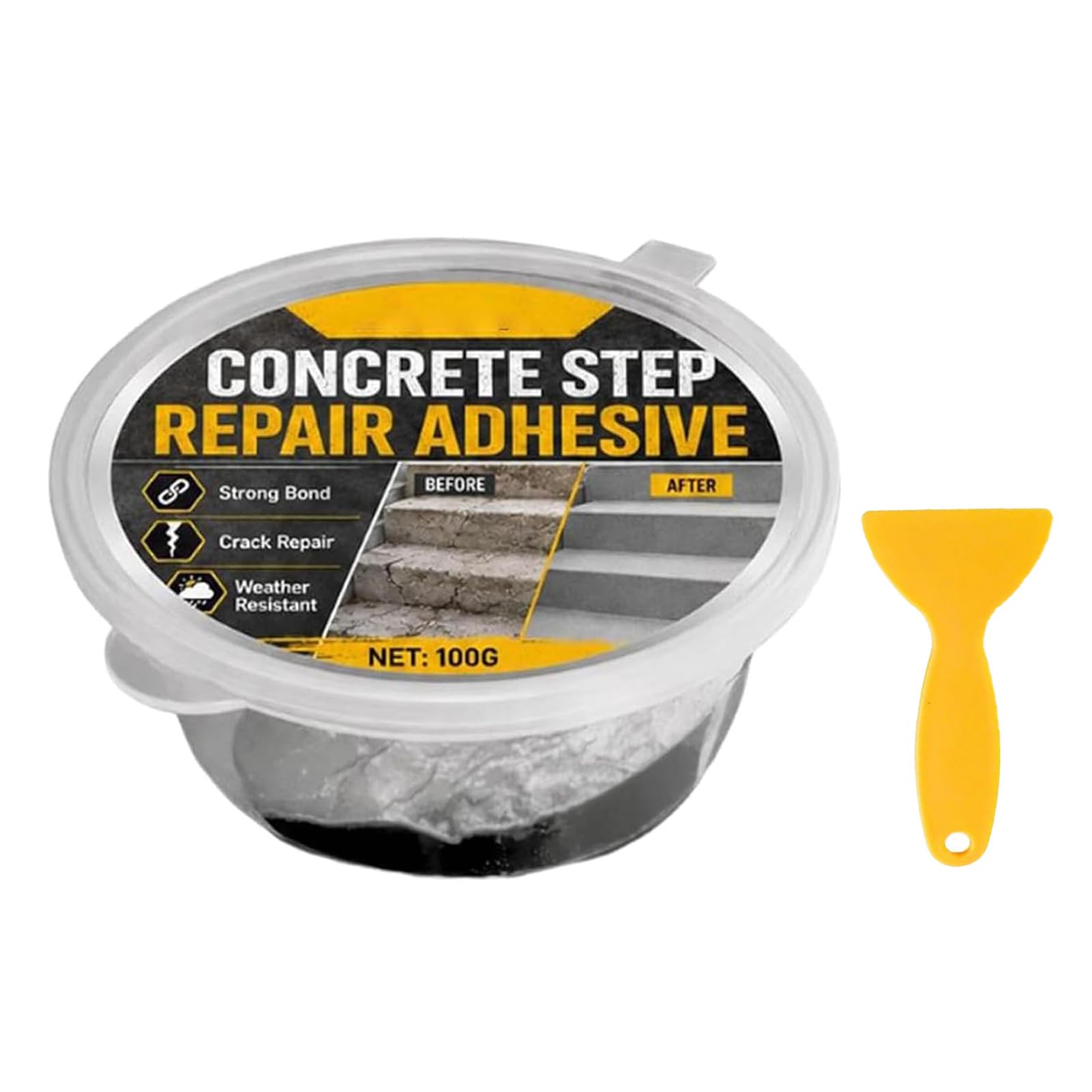 Concrete Step Repair Adhesive, Waterproof Cement Crack Repair Heavy Duty Concrete Repair Adhesive, High Elasticity Fast Drying, Strong Concrete Crack Repair Kit for Driveway Sidewalk (1PC)