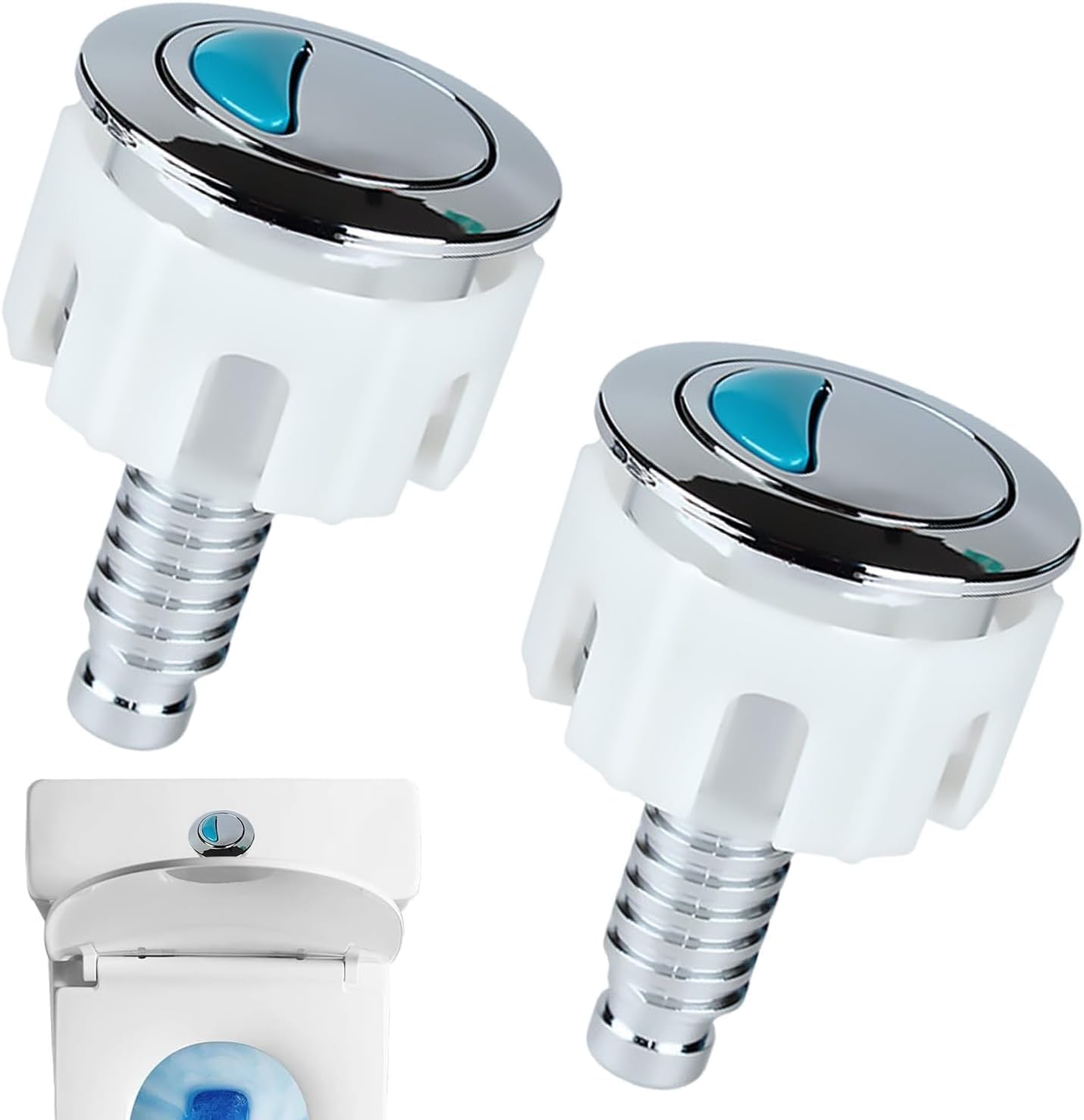 Round Toilet Flush Button Set – Chrome Finish Replacement Kit for Dual Flush Systems, Easy Install, Durable & Corrosion