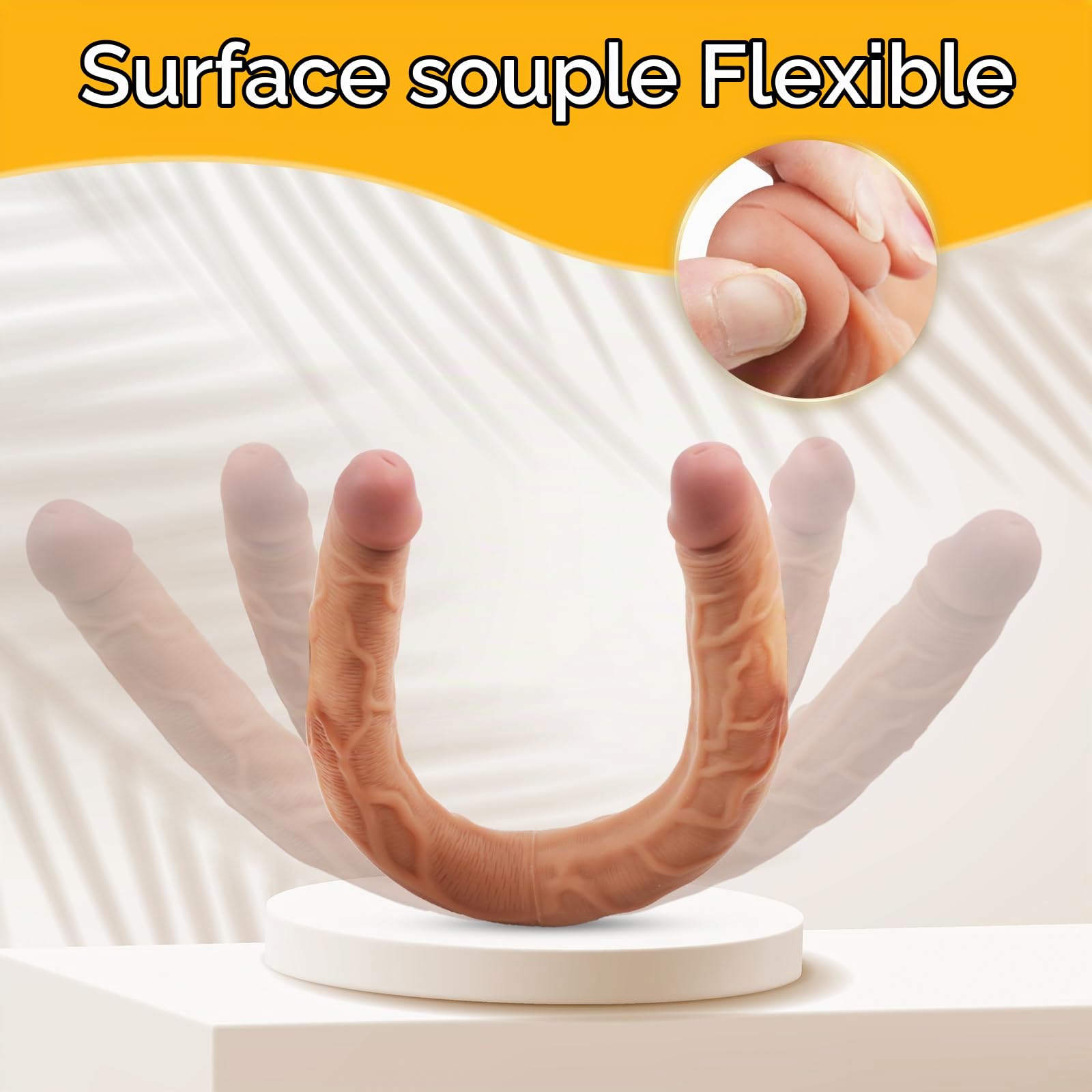 AMAZBEE Gode à double tête pour femmes Gode doux en silicone liquide Jouets pour hommes et femmes Couples Godes réalistes pour double usage (XL)