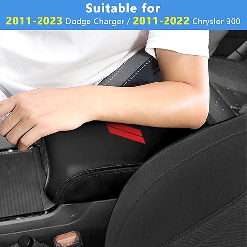 Miniatura 4 de BoxCheer Funda para reposabrazos de consola central adecuada para Dodge Charger 2011-2023  Chrysler 300 2011-2022 de cuero antiarañazos, protector