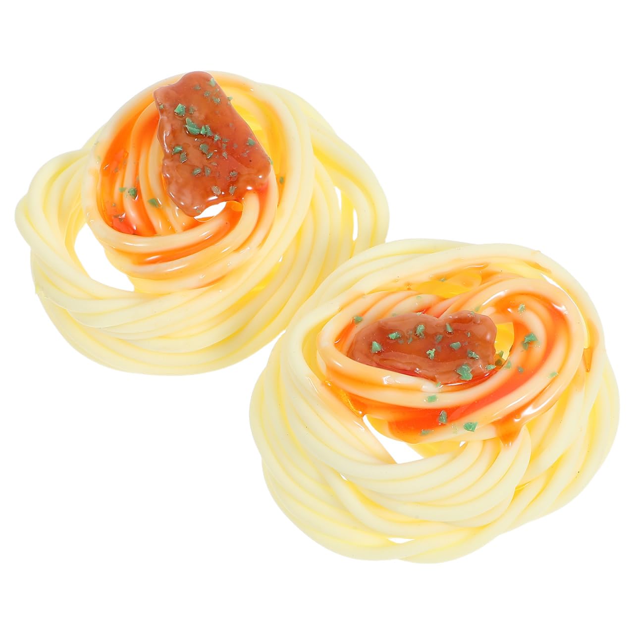 HEMOTON 2pcs Realistic Fake Spaghetti Props with Beef Sauce Simulation Noodles for Restaurant Display and Pretend Play PVC Pasta Model for Kitchen Party Decoration
