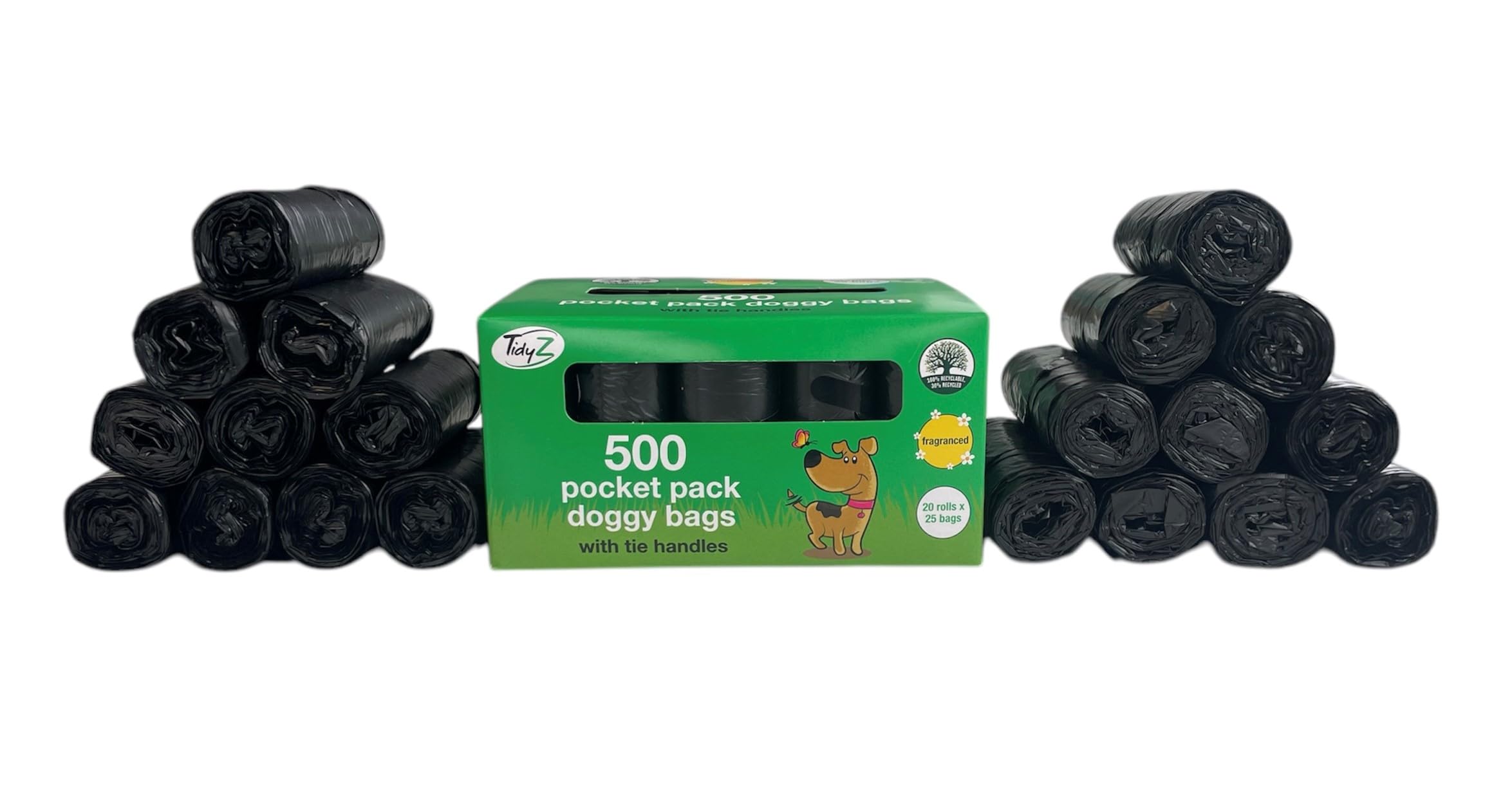 500 TidyZ Dog Poo Bags. Minimum 30% Recycled Plastic. Strong, Large Pet Waste Bags. Tie Handles - Image 4