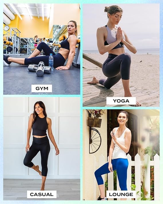 Image of TNNZEET Capri Leggings for Women - Tummy Control High Waisted Soft Yoga Pants for Gym Workout
