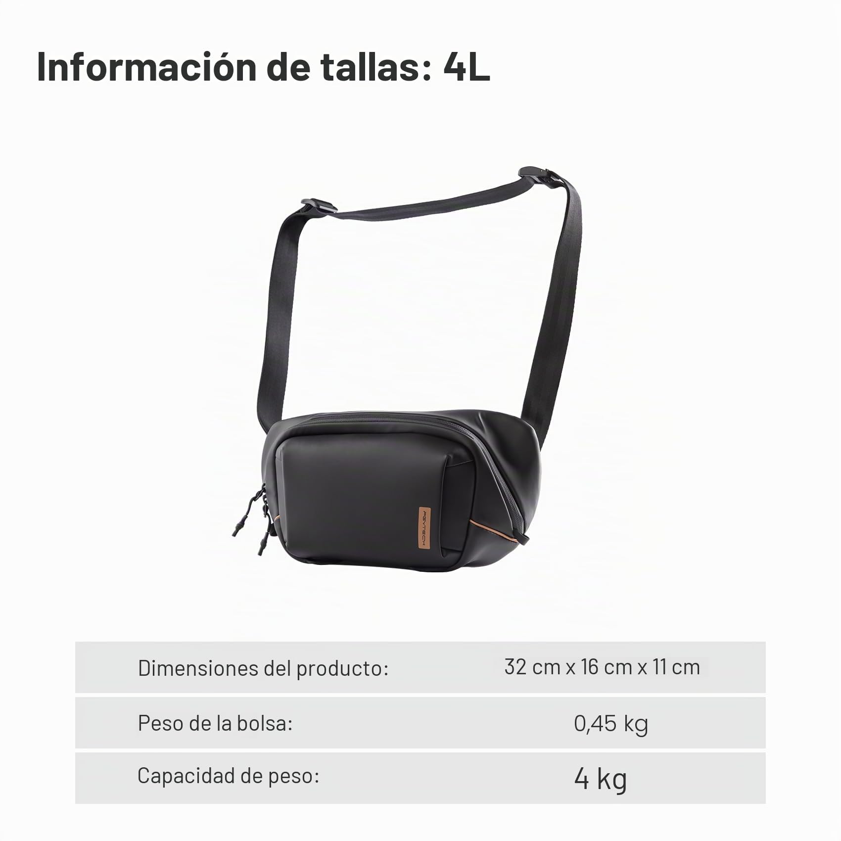 PGYTECH OneGo Solo V2 Bolso Bandolera para Cámara 4L, Mochila Camara Fotografia Profesional,Bolso Bandolera Hombre Compatible con Cámara Canon SLR/Sony/Nikon/iPad mini 8.3''/DJI OSMO Pocket 4/3, Negro
