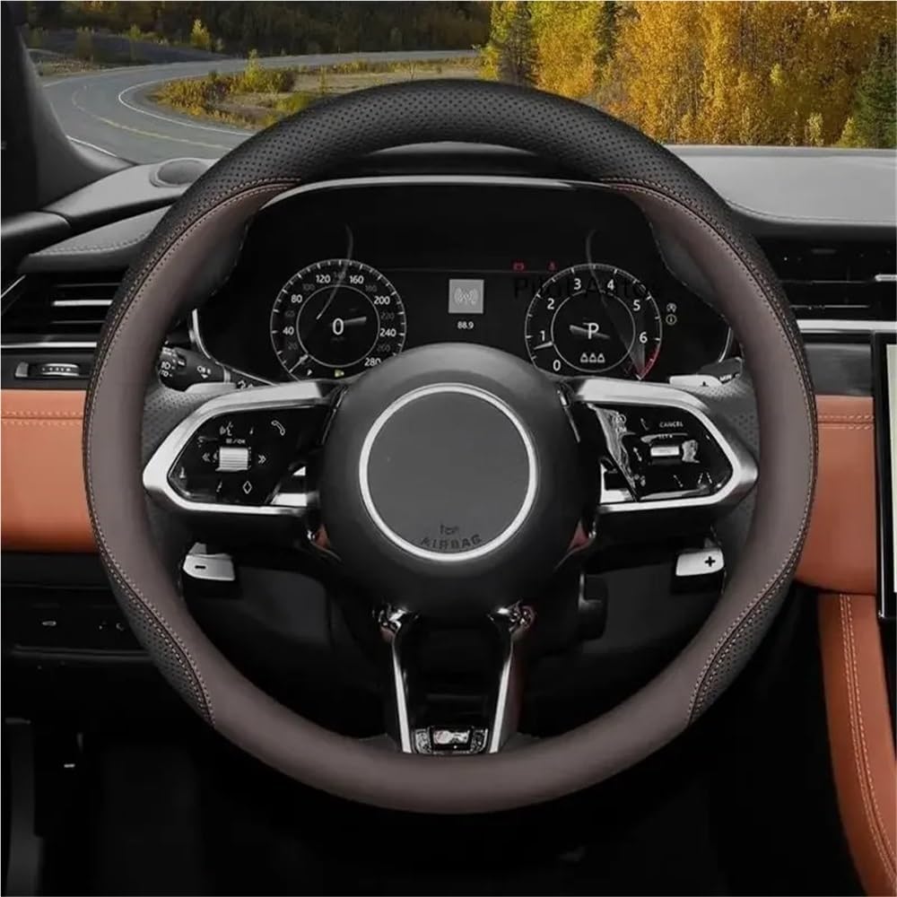Funda para Volante de Coche Jaguar Funda Interior de Cuero Transpirable para Volante de Coche XE XJ F-Pace XF E-Pace