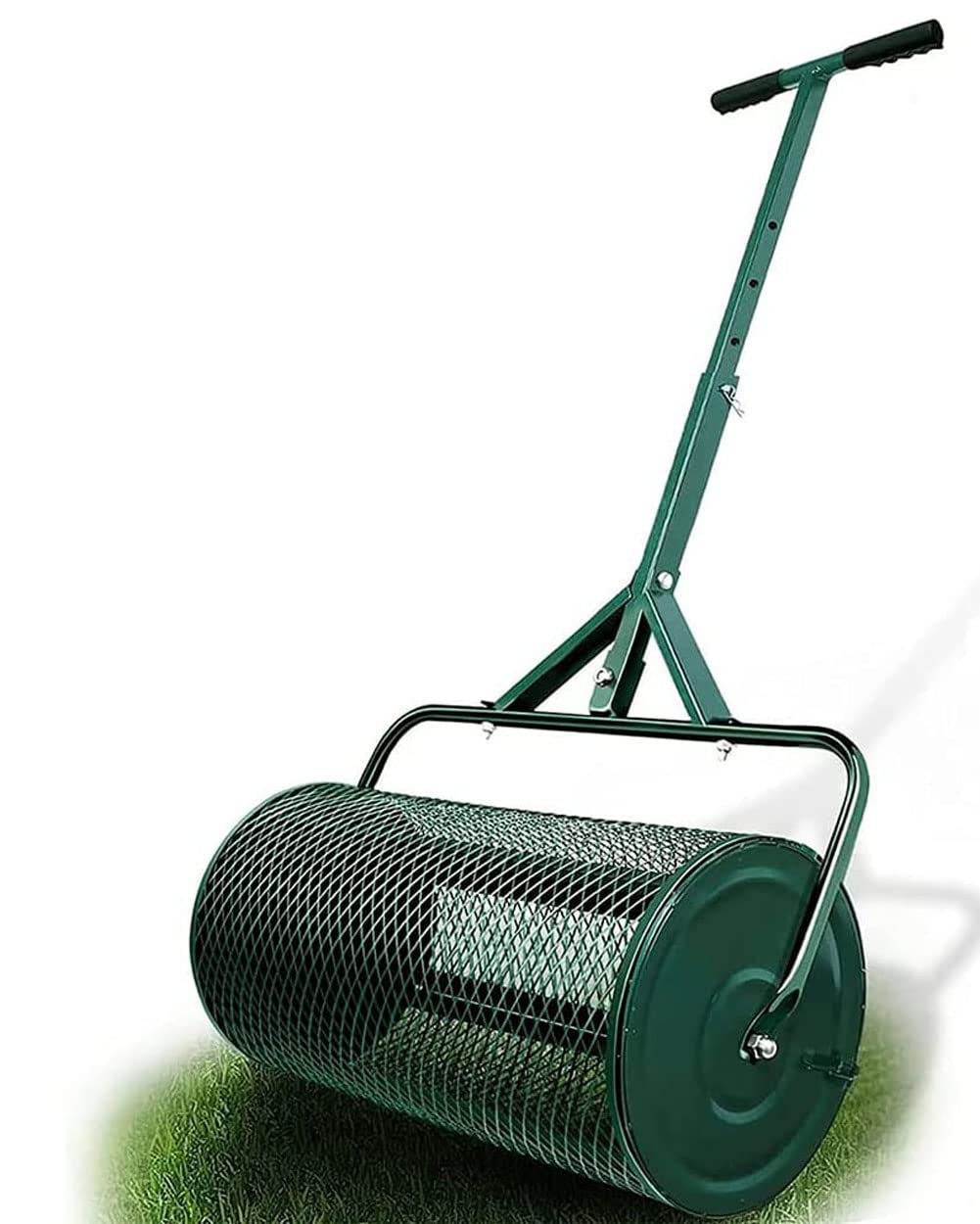Esparcidor de abono de 24 pulgadas, cesta de malla de acero con recubrimiento en polvo para esparcir estiércol, tierra vegetal, turba, césped y herramienta de jardín