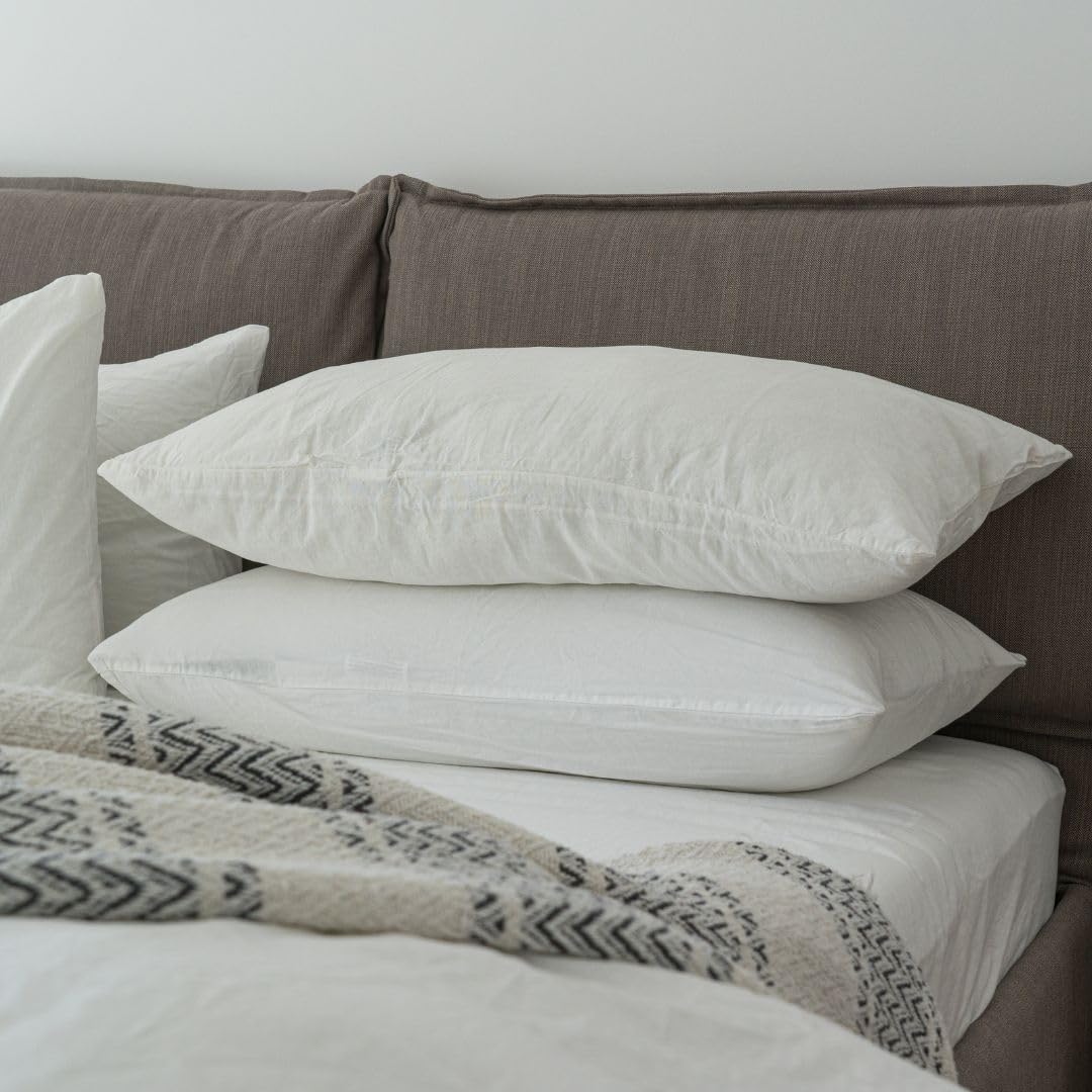 Cuore di lino - Federa letto in puro lino 100% Made in Italy Moderna Bianco Ottico 50x80cm