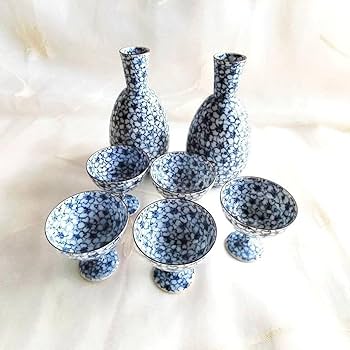 Amazon.co.jp: 京焼 清水焼 平安正峰造 染付桜詰酒器 7点セット 貴