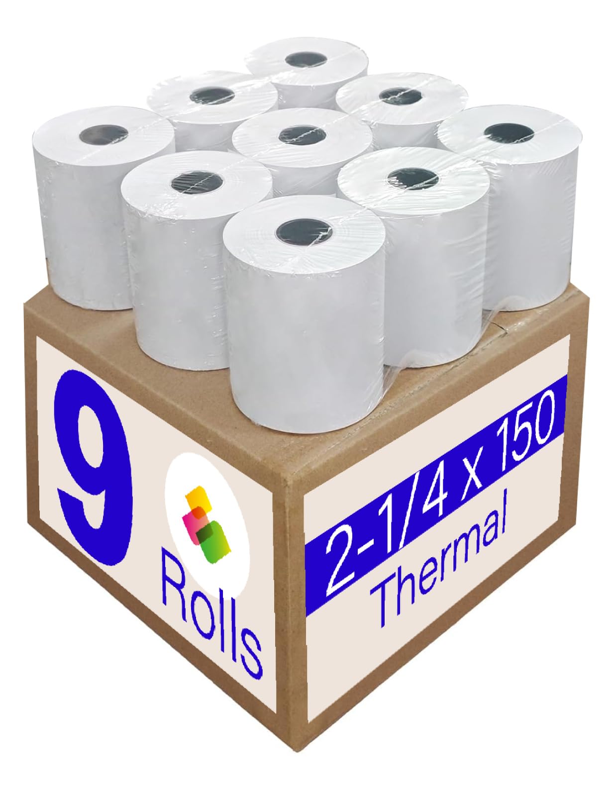 (9 Rolls) 2 1/4" x 150' Thermal Paper, Adding Machine/Calculator POS Receipt paper for Cash Registers Star Micronics TSP143III TSP143IV TSP650II TSP800II MC-Print3 3000LABELS DIRECT