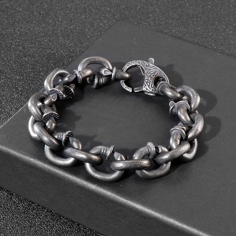 Rivet Stainless Steel Men's Bracelet Steel Nail Design Vintage Style Bracelet Gothic Hip Hop Jewelry, Lobster Clasp - Image 5