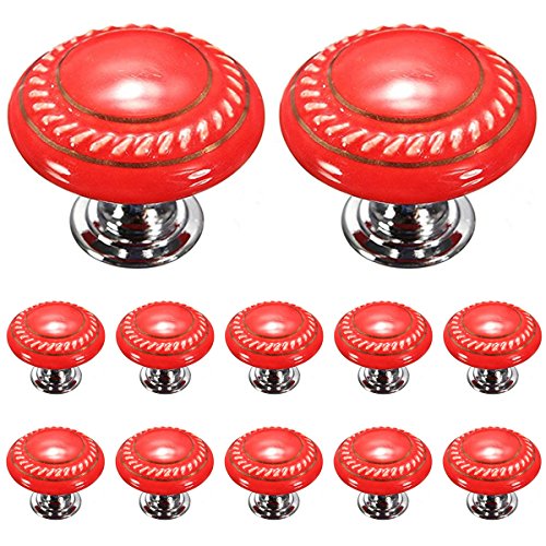 Dunxiles 12 pomos Redondos de cerámica para cajones de armarios, armarios, tocadores de baño y Otros Muebles de cerámica Vintage. Accesorios de ferretería.