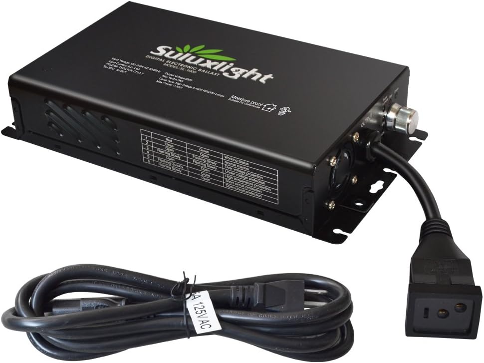 SL1000 Dimmable 1000Watt Digital Electronic Ballast for MH HPS Grow Lamp, Compatible with 400W/600W/1000W