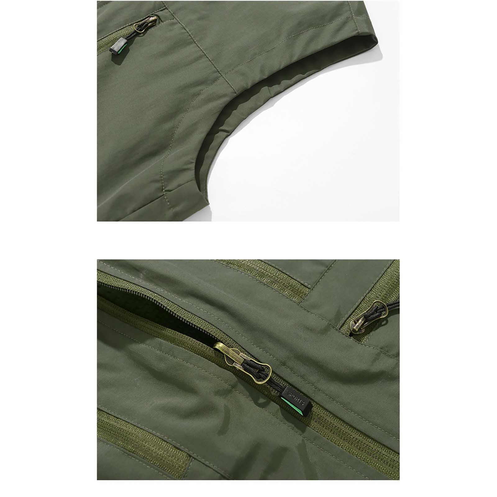 Generisch Chaleco de primavera y verano para hombre, cuello informal, bolsillo cargo chaleco abrigo