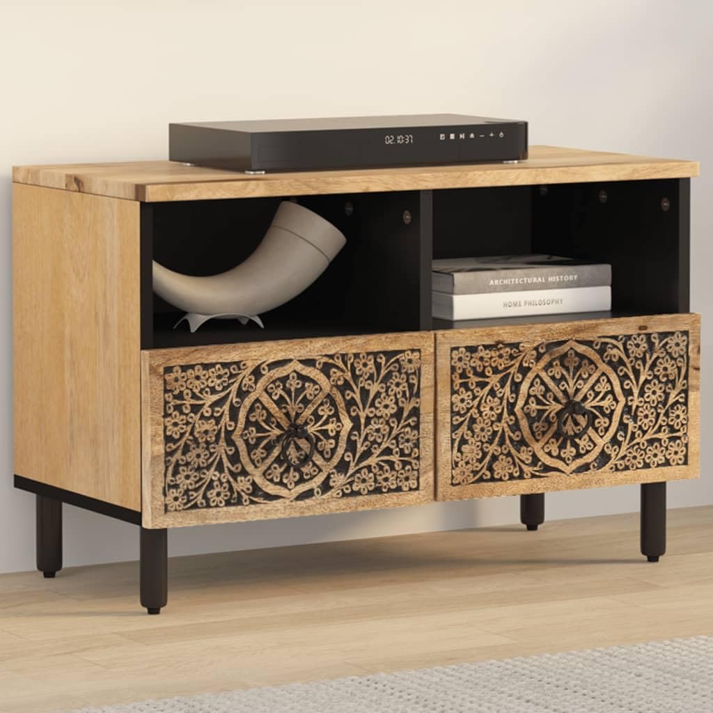 Lite drewno mango solidna szafka pod TV brąz 70x33x46 cm