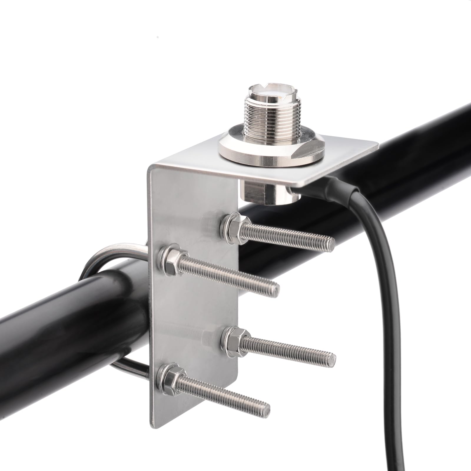 Bingfu Staffa di Montaggio Antenna in Acciaio Inossidabile con Bulloni a U, Foro da 16 mm, Cavo coassiale RG58 UHF PL259 a SO239 5 m per Radio Mobili e Amatoriali