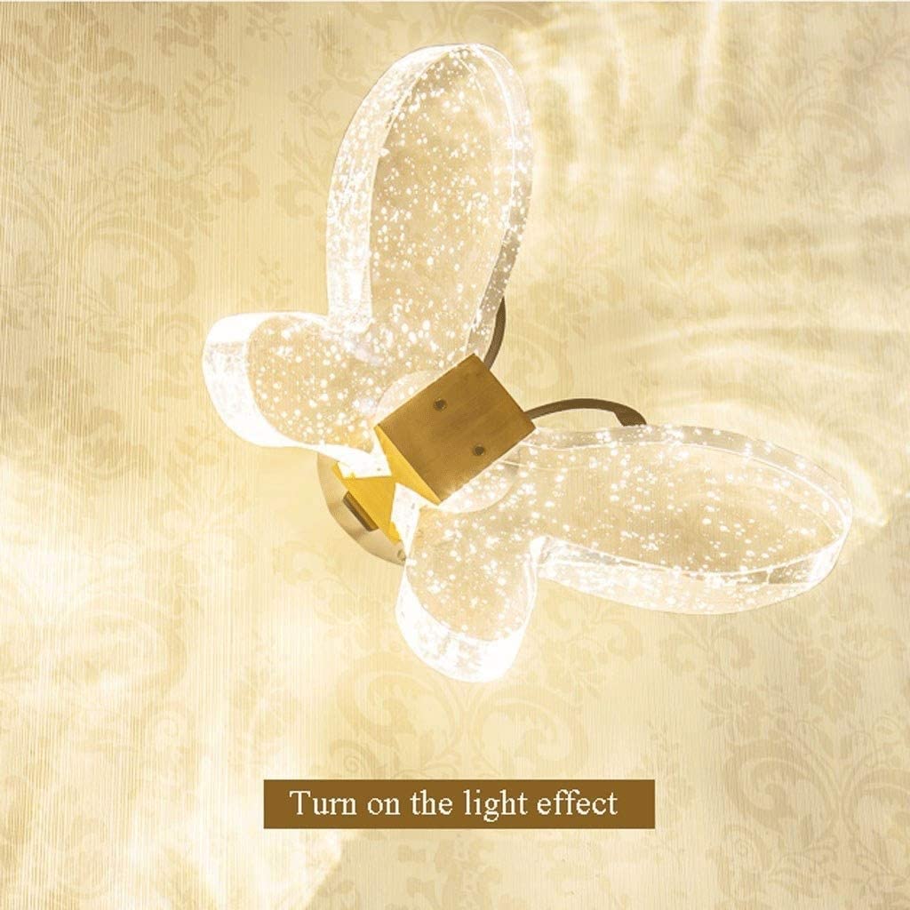 Wall Light Retro Aplique de Pared con Forma de Mariposa, luz de Pared de Cristal con 2 lámparas, lámpara de Pared Creativa para Dormitorio, lámpara de Pared, iluminación Decorativa para casa