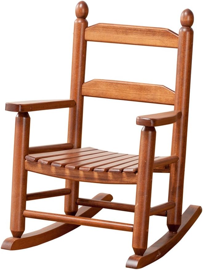 Kids Rocking Chair Wooden Rocker Small Baby Toddler Child Comfy Furniture Outdoor Indoor Reading Room Bedroom Living Room Ages 3-6 Anti-Tip Design Safe & Sturdy Brown
