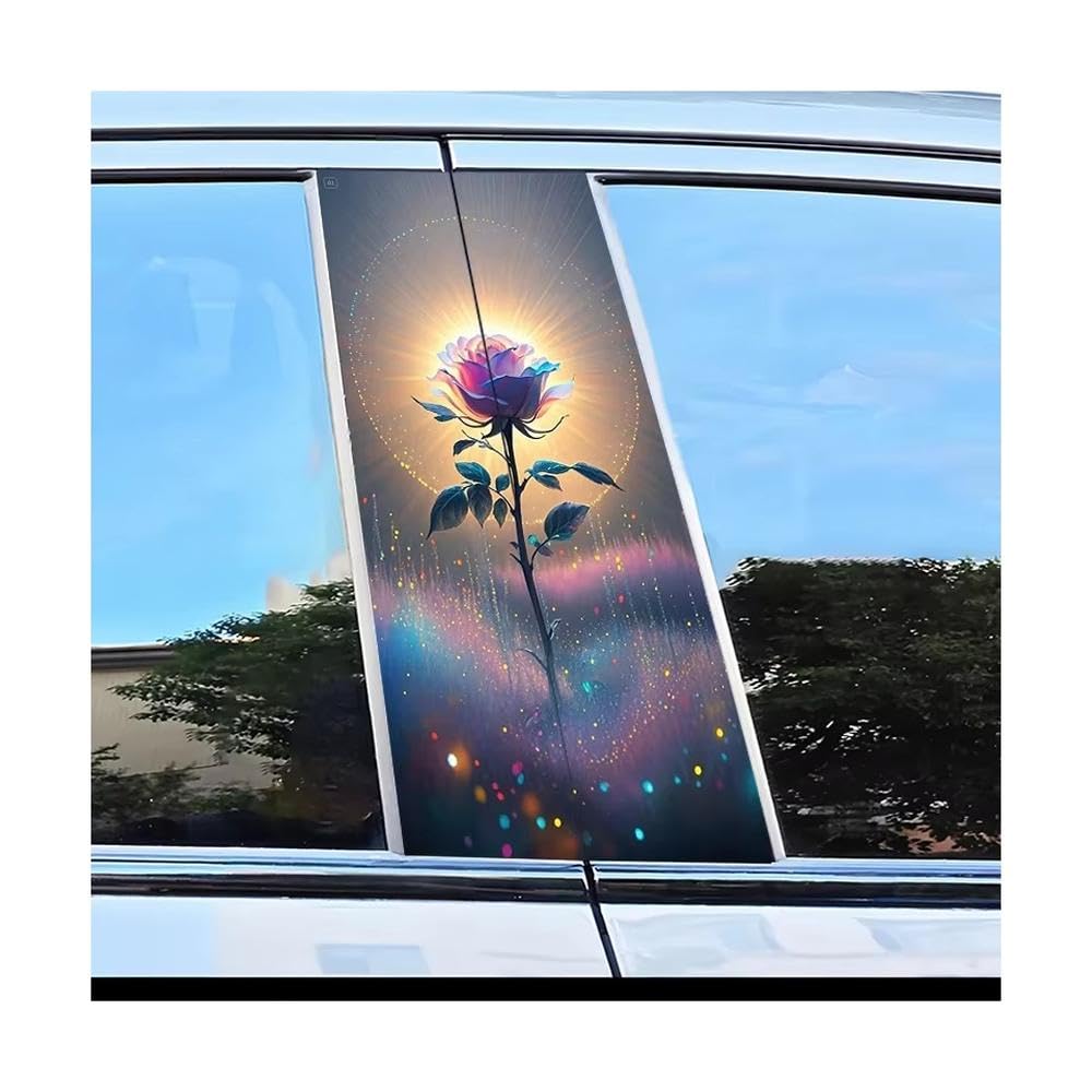 Bertdcx One Color Car Adhesive Waterproof Vinyl B Post Protective Roses Stickers Auto Parts