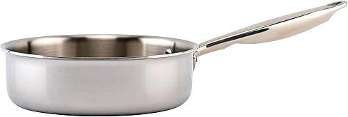 Winco tget-2, 2Quart tri-gen tri-ply acero inoxidable sartén, de grado comercial sartén con tapa, bandeja para asar con tapa, NSF