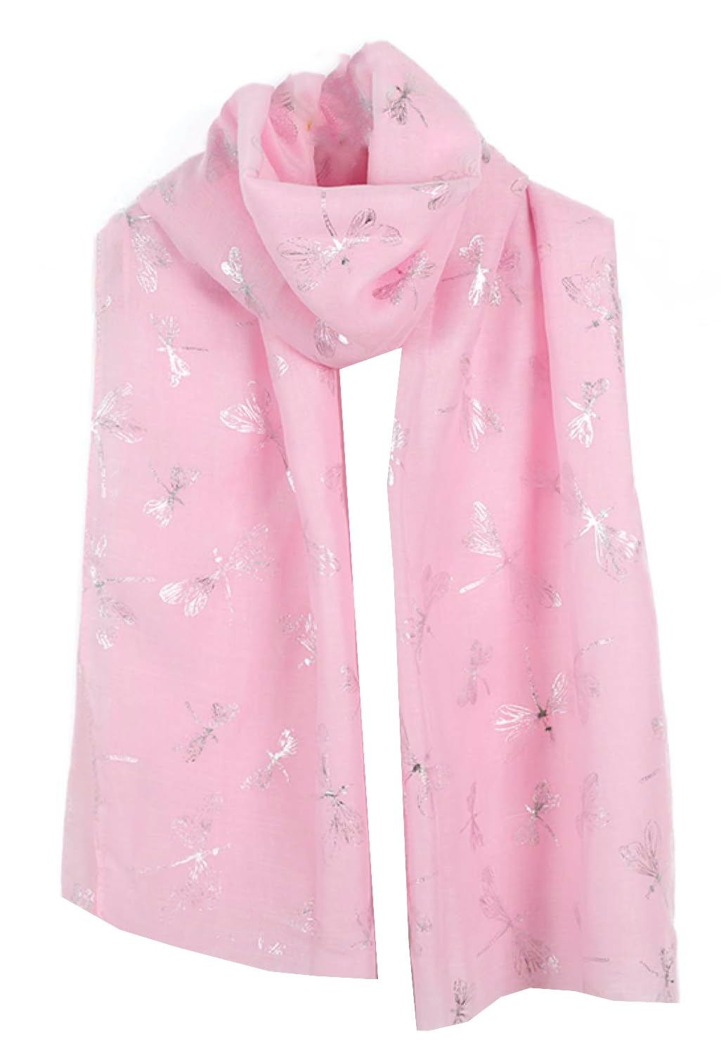 World Of Shawls Women's New Dragonfly Pink Glitter Dragonfly Large Scarf For Shawl Scarf Wrap Soft Scarves (New Dragonfly Pink)