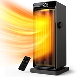 Ceramico Baño Pared OMISOON Calefactor 2000W, ECO Calefactor bajo consumo, PTC, 90°Oscilación, Temporizador 24h, Termostato, Rejilla ajustable, Protección contra Sobrecalentamiento y Vuelco, 4 Modo, Calentador, Negro