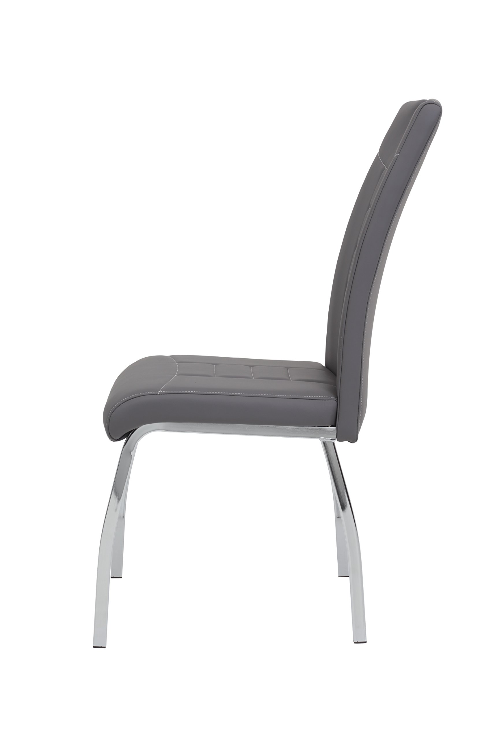 Hela Tische, 4er Set Esszimmerstuhl Andrea, Bezug Kunstleder Grau, Rundrohgestell Chrom, 100x43x64 cm