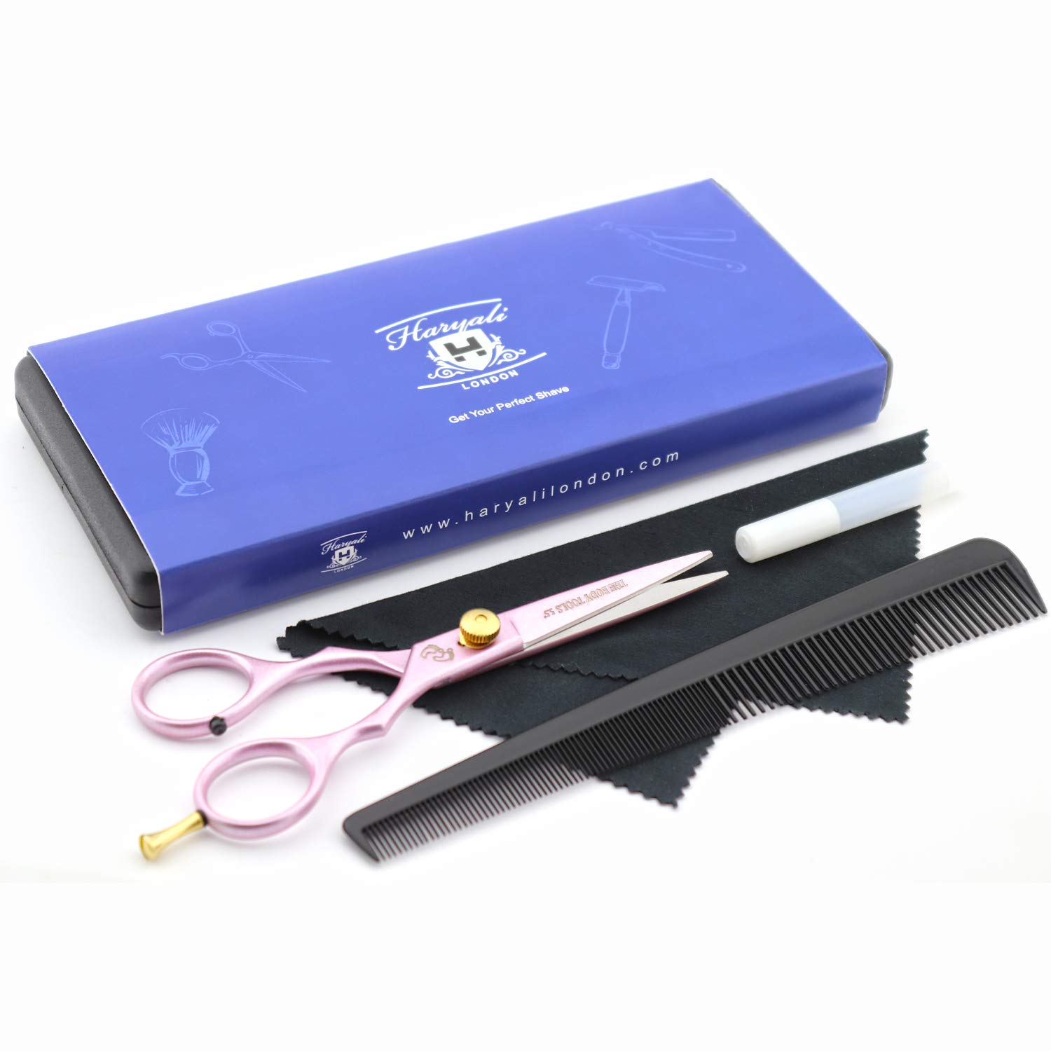 Haryali London, 5.5 Inch Hair Cutting Scissors Set, Professional Hairdresser Scissors in Pink with Adjustable Screw