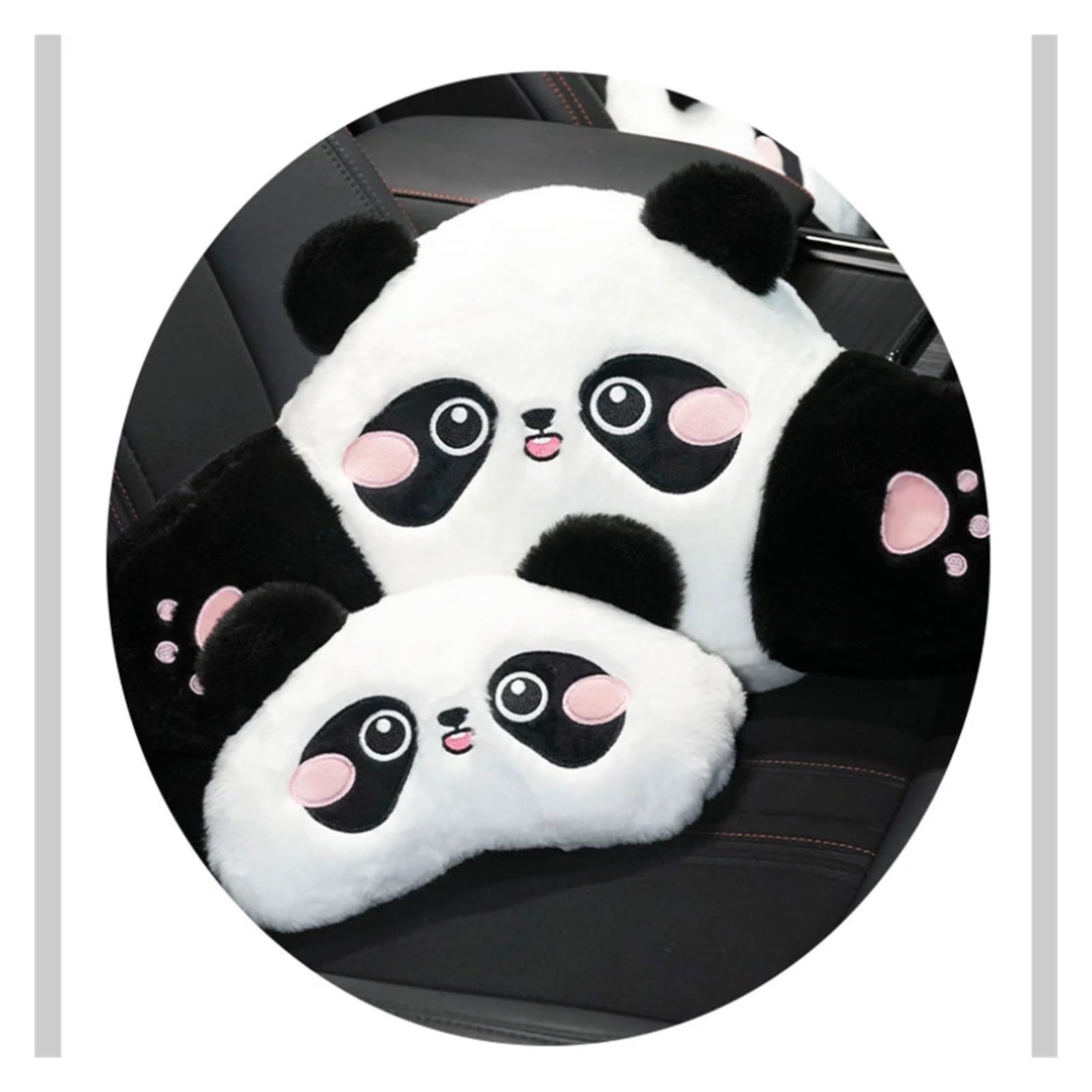 Hviyroi car seat cushion Car Headrest Neck Protection Pillow Cute Plush Panda Backrest Lumbar Support(Neck and waistpillow)