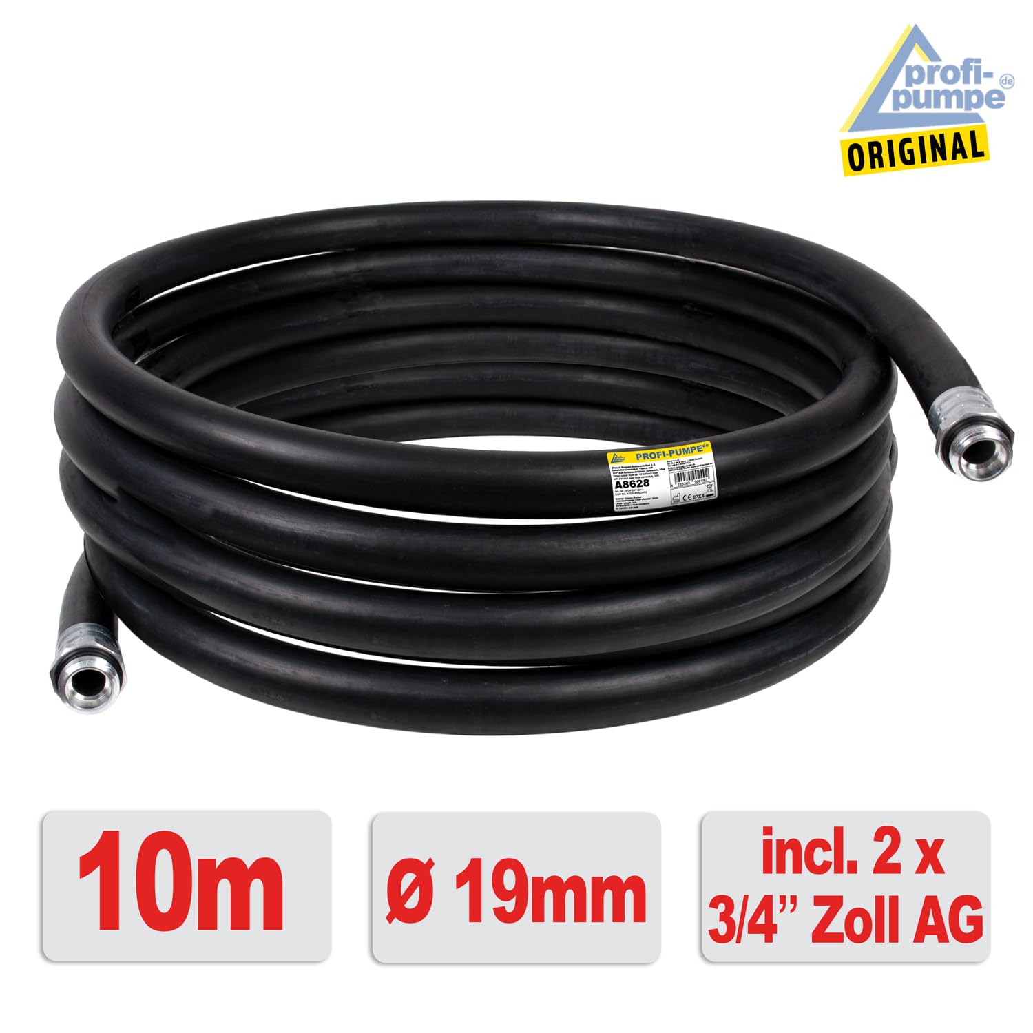 Manguera de Combustible 19mm Gasolina Diesel 5m Manguera de Goma en espiral para Bomba Diésel Gasolina Aceite Agua2 Conectores ¾" Macho Flexible y Duradera (0, 3/4, Pulgadas, 1000, Centímetros)