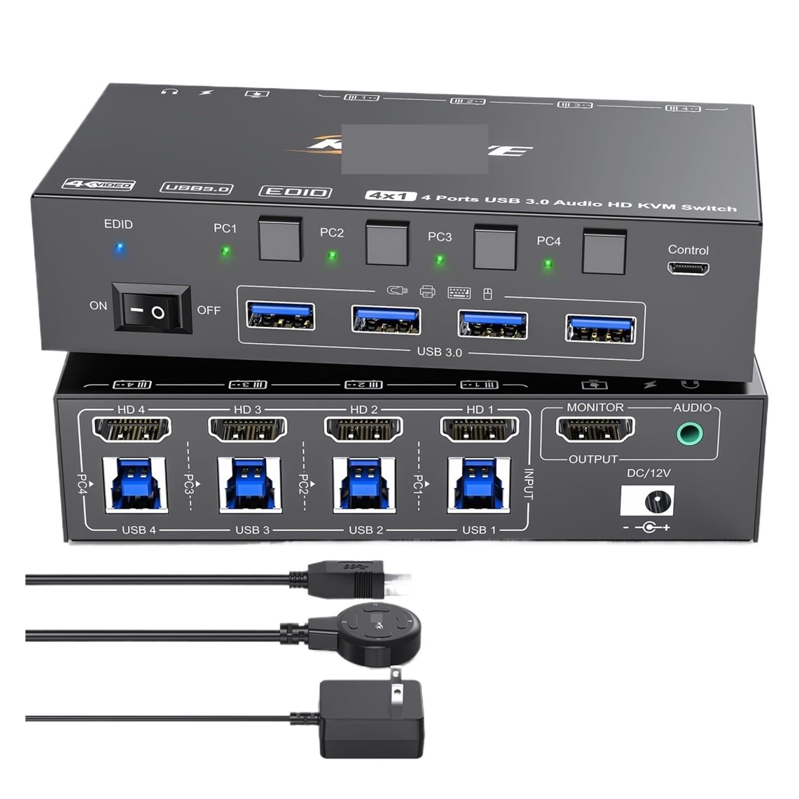 F7X3K0Z KVM Switch 4 Computers 8K@60Hz 4K@144Hz,Simulation EDID,KCE*VE USB3.0 KVM Switch for 4 PC Share 1 Monitor Keyboard Mouse Headset(Without Audio 4k)-image-44