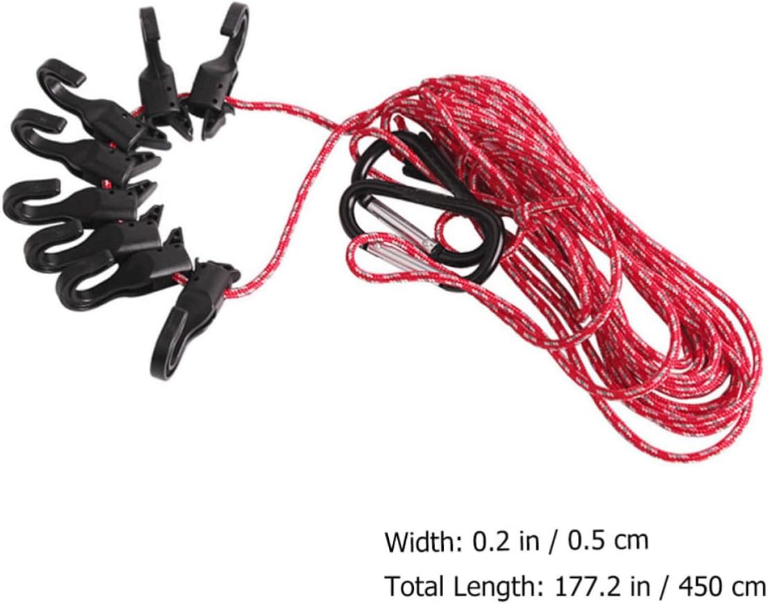 Heavy Duty Abrasion Resistant Polyester Camping Clothesline with Windproof Hook Design and Aluminium Alloy Rope Practical Hanging Rope for Outdoor Garages and Gardens for Travel