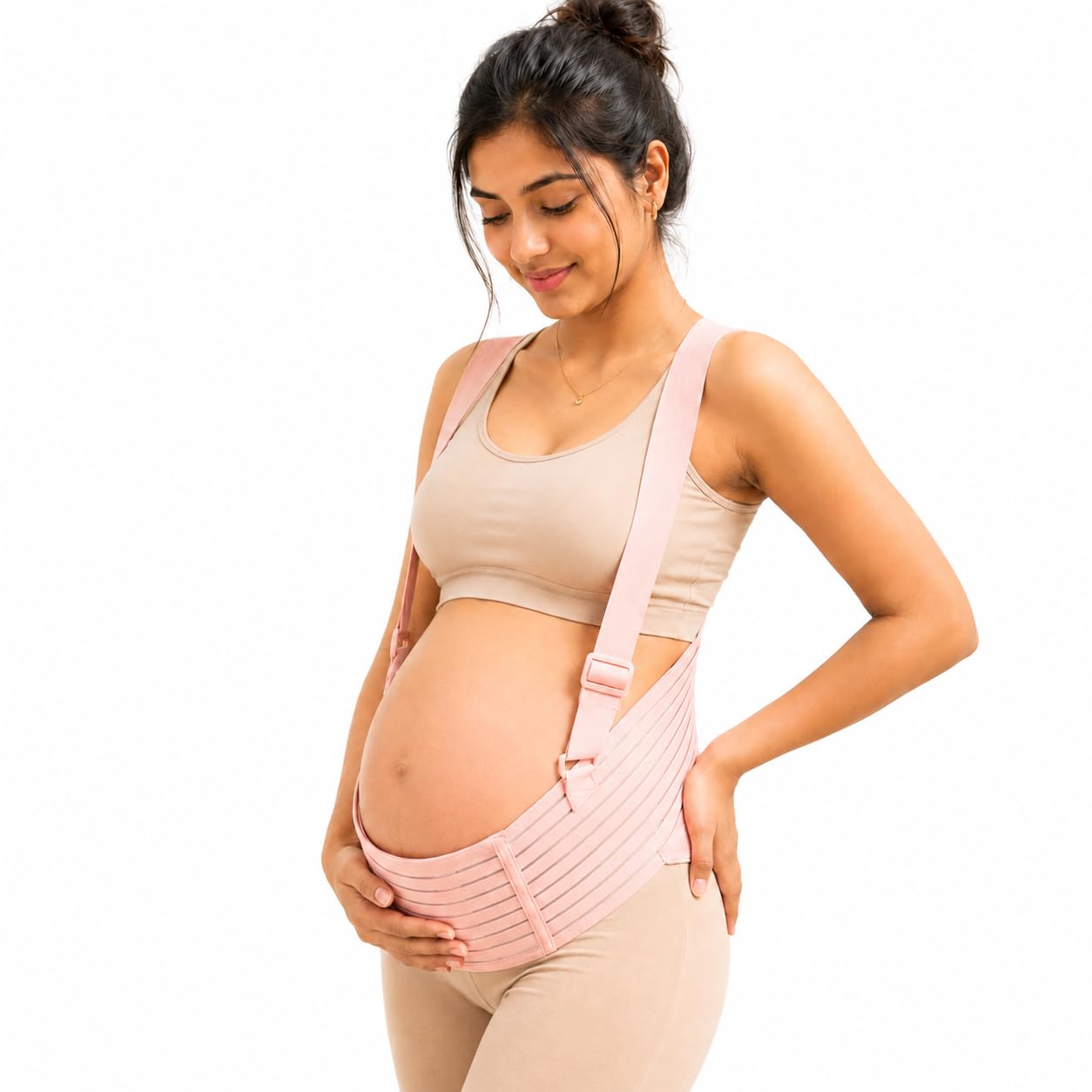 Wonder Care Pregnancy Support Belt for Women | Maternity Belly Band with Shoulder Straps | Adjustable Back Support Belt for Lower Back Pain Relief | Baby Bump Waist Support | Lumbo Sacral Maternity Belt During Pregnancy(M)-picture-37