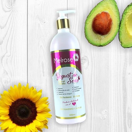 Melrose YOGURT DE SEDA Acondicionador sin enjuague - Tratamiento Repolarizador Natural 500 ML - Restaura el Cabello