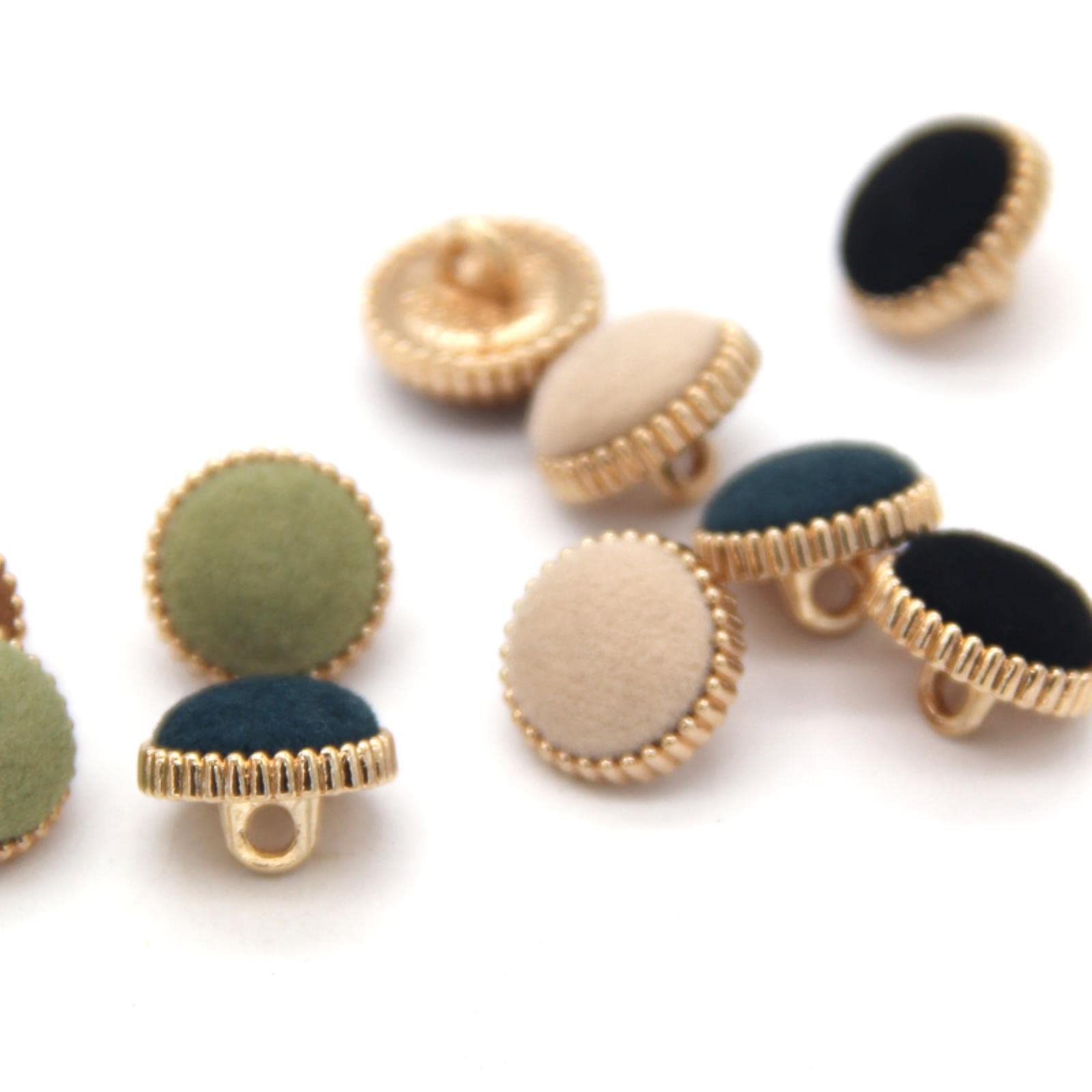 Pikolak, Guziki, 6 szt. 13mm tweedowa tkanina pokryta metalowym chwytem guziki do sukienki na ubrania koszula bluzka dekoracje DIY akcesoria szycia-czarny(Beige)