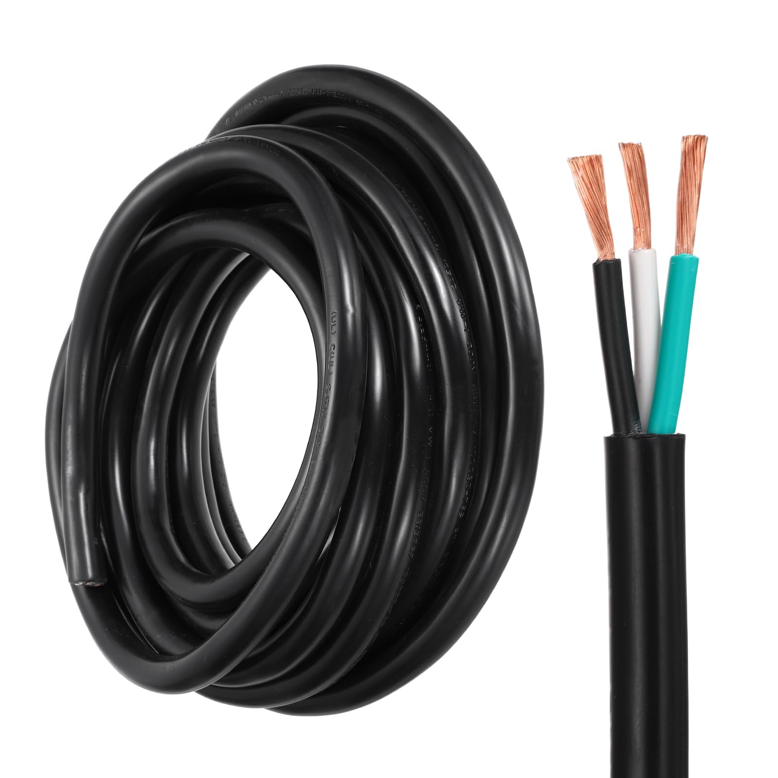 DMiotech 12 Gauge 3 Conductor Wire, 20ft SJTW Outdoor Extension Power Cable 12AWG 12/3 Wire Pure Copper Electrical Cable for Lawn Battery Automotive Outdoors, UL, 300V