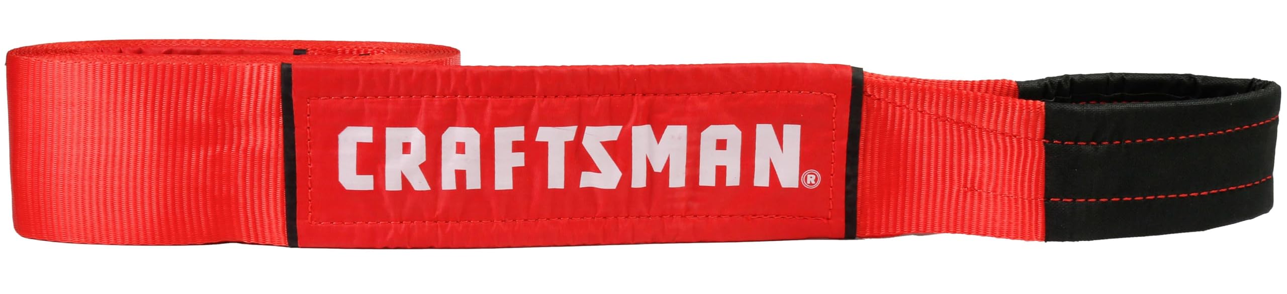 CRAFTSMAN CMXAZBS2003 - Cinghia di traino resistente per recupero, con estremità ad anello, carico sicuro da 3 kg, resistenza alla rottura, 9 kg, colore: Nero/Rosso