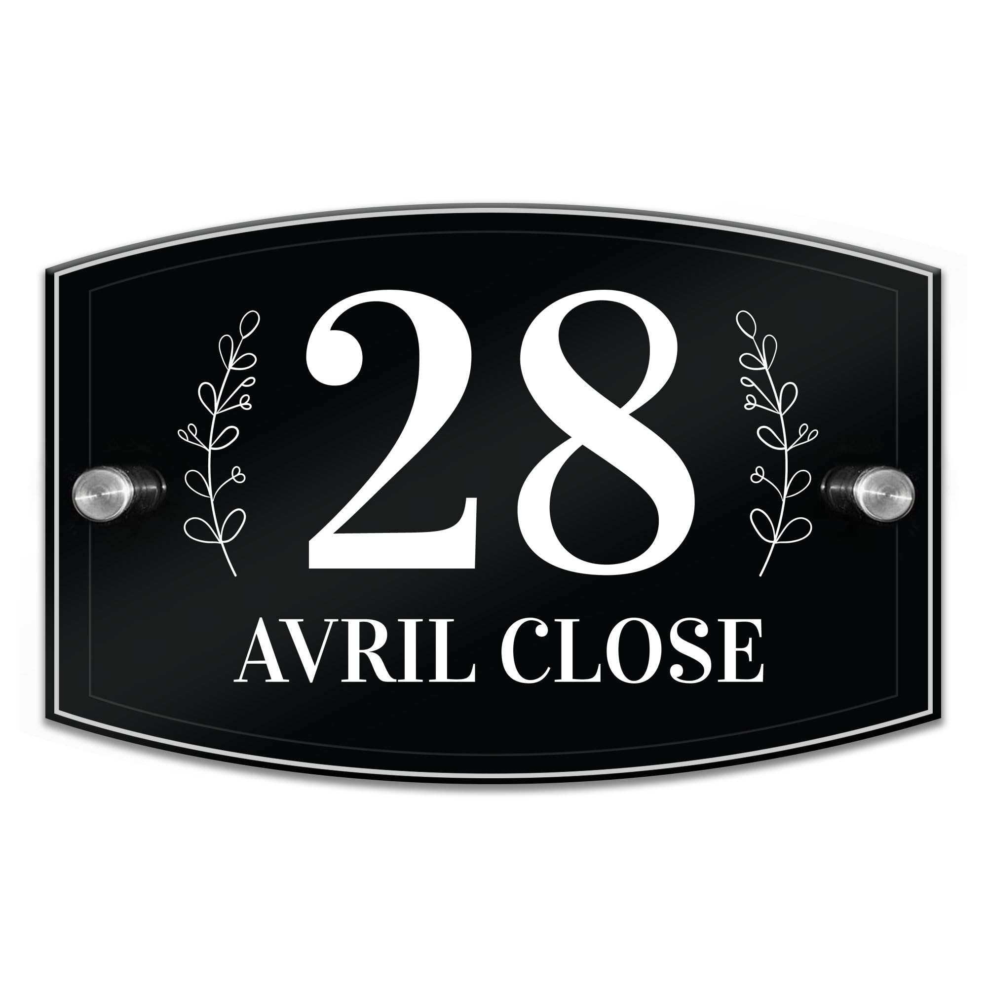 Red Ocean House Number Plaques, Door Numbers, Personalised Acrylic Door Sign, Street Name, Glass Effect Acrylic, Black Acrylic, Custom Door Number Address Plaques