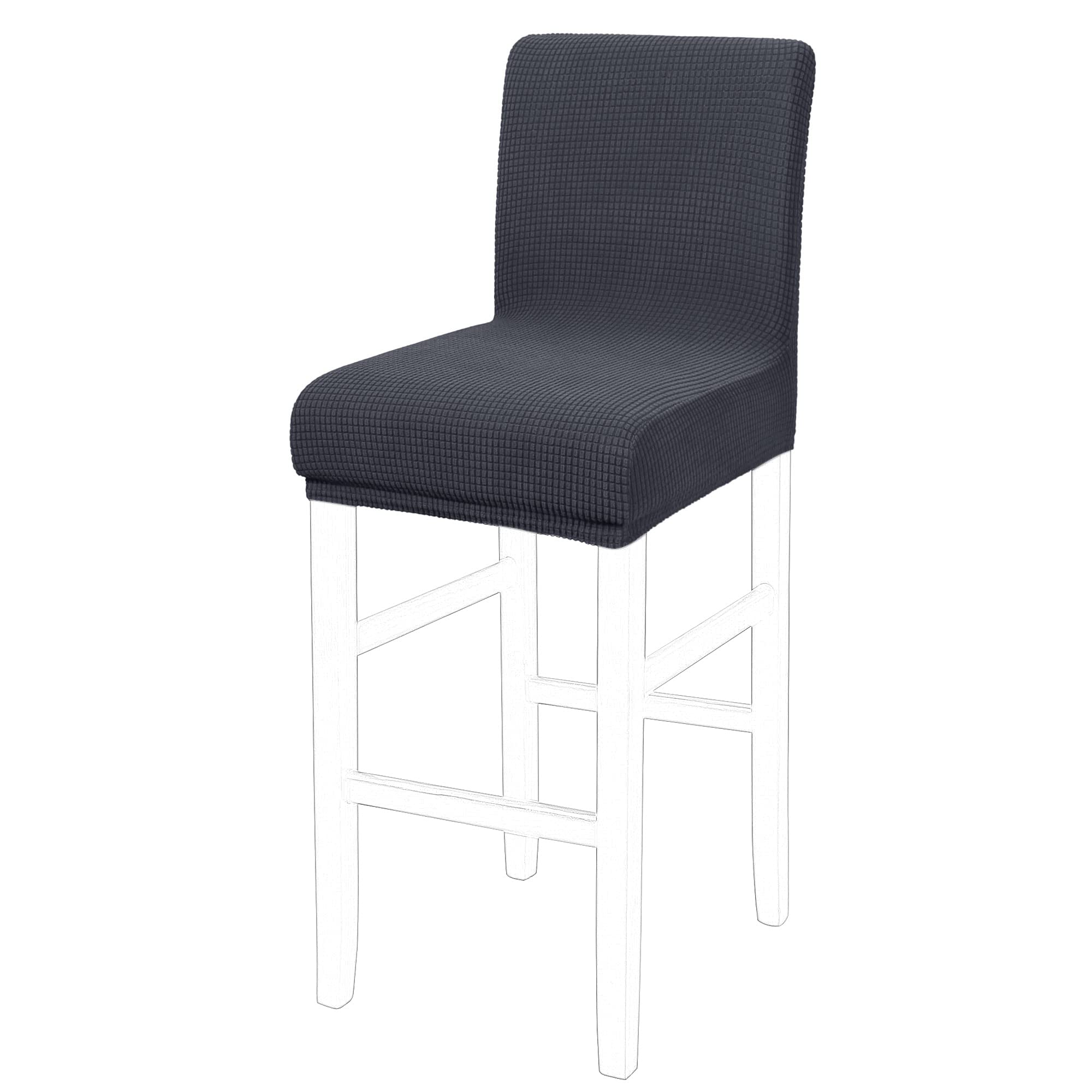 PiccoCasa Dining Chair Covers Set of 1, Stretch & Removable Bar Stool Covers for Pub Counter - Height Side Chair Covers with Square Lattice, Washable Chair Slipcovers Slategray