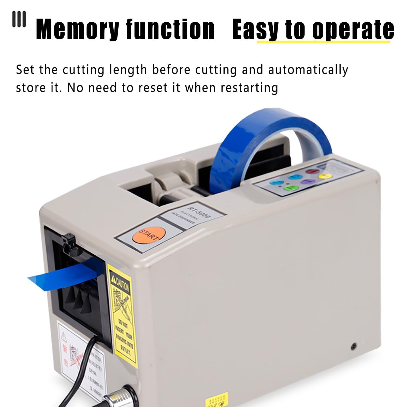 Dispensador de cinta eléctrica para embalaje, oficina y uso escolar, cortador automático de adhesivo con función de memoria y pantalla LED
