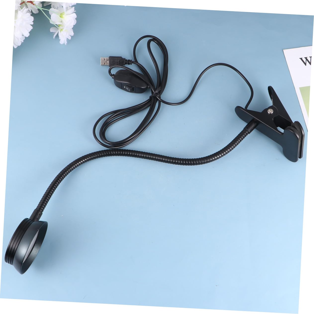 Lampada da Lettura Clip LED Nera, Luce Regolabile a 2 Livelli, Collo Flessibile e Clip Robusta per Lettura a Letto e Viaggi