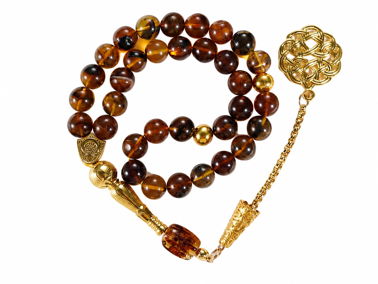 Bernstein Tasbih für Männer, 33 Perlen