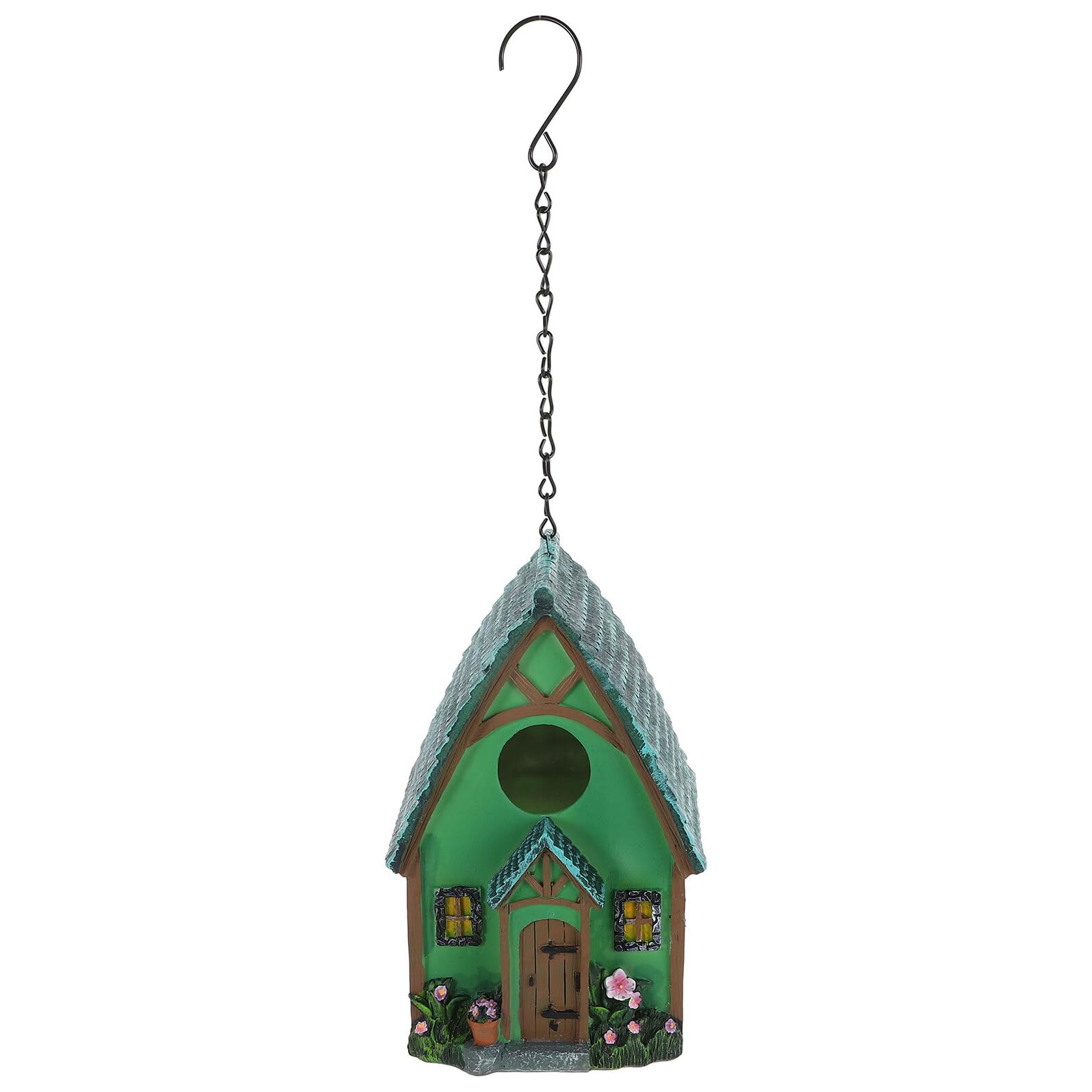 DOITOOL Casita para Pájaros de Resina Resistente Colgante para Jardín y Patio Trasero Decoración Exterior Artesanal Nido para Aves Protección Climática