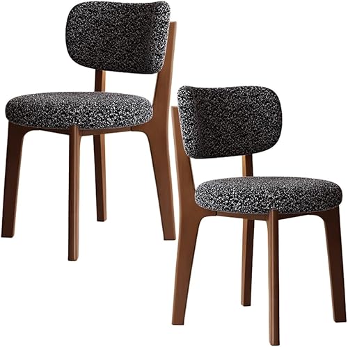 Miniatura 10 de YVYKFZD Solid Wood Dining Chairs, Fabric Dining Room Chair Set of 2/4/6, Upholstered Kitchen Chairs with Curved Backrest, Armless Living Room Chair,