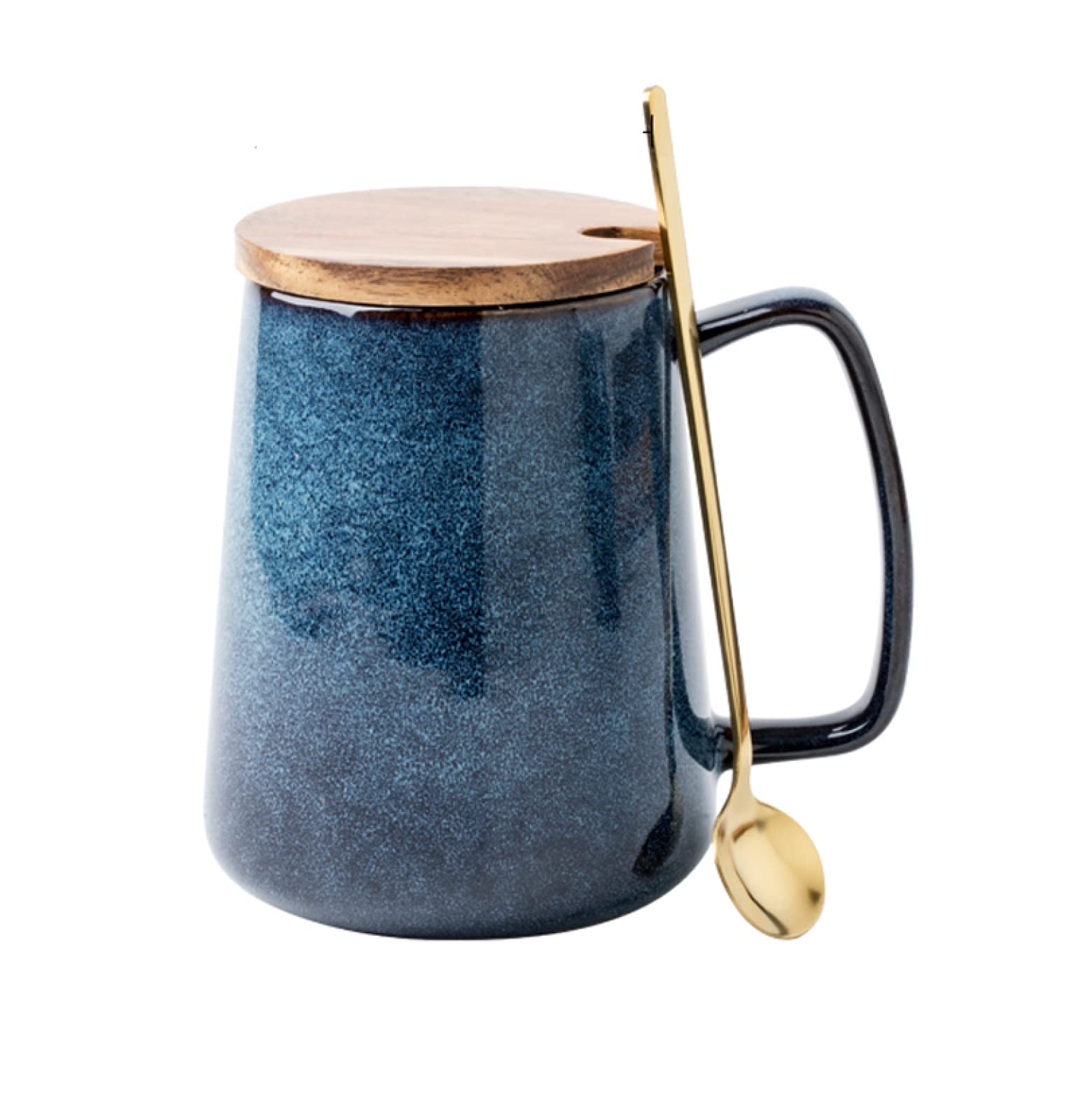 Tazza da caffè in ceramica Cielo stellato blu con cucchiaio e coperchio Tazza da tè Tazza da caffè in ceramica fatta a mano Tazza regalo per ufficio e casa
