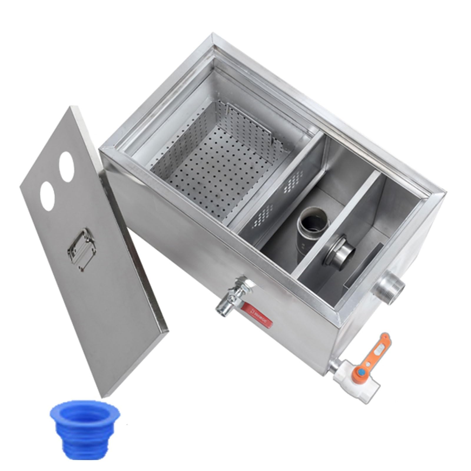 Łapacz tłuszczu ze stali nierdzewnej | Separator wody olejowej pod zlewem o wielu rozmiarach do kuchni komercyjnych(50*29*29cm/20*11*11in)