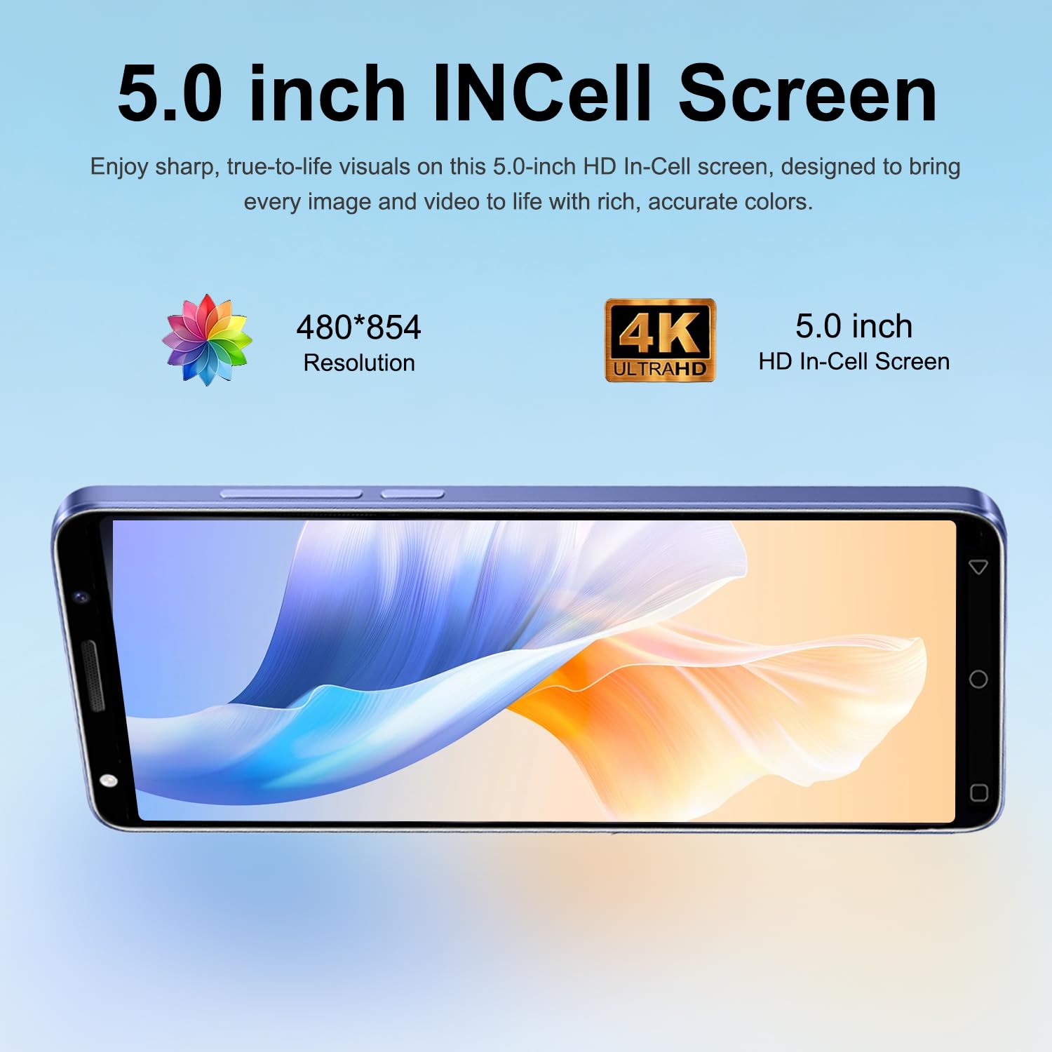 Smartphone Económico con Pantalla HD Incell 5.0", 2GB RAM 16GB ROM, Android 9.0, Carga Tipo C, Batería 3500mAh, Desbloqueo Facial, Teléfono Móvil Dual SIM (Green)