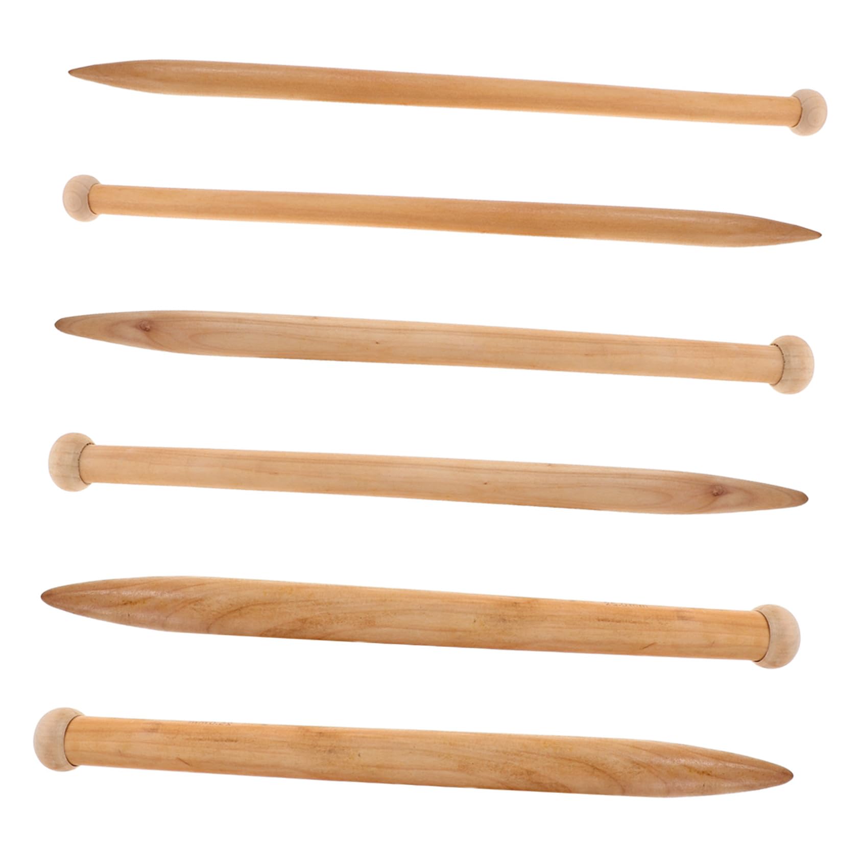 Aguja de Tejer de Madera Beige 6piezas para Hilo Grueso y Mantas