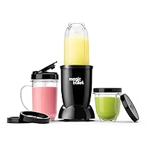 Magic Bullet, frullatore elettrico, tritatutto, frullatore smoothie, frullatore, Tritatutto, Multifunzione, Potenza 200W, Bicchiere da 500ml, 300ml, 560ml Nero, MBR10B
