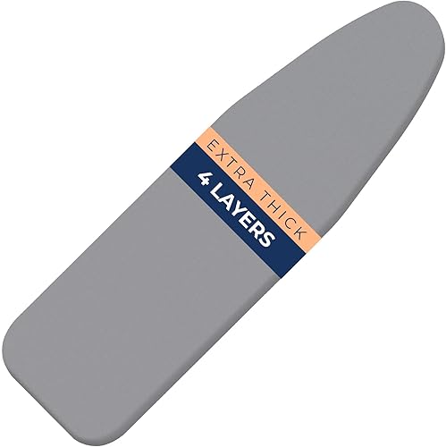 happhom Funda para tabla de planchar y almohadilla extra gruesa y resistente de 4 capas, cubierta para tabla de planchar con revestimiento plateado,